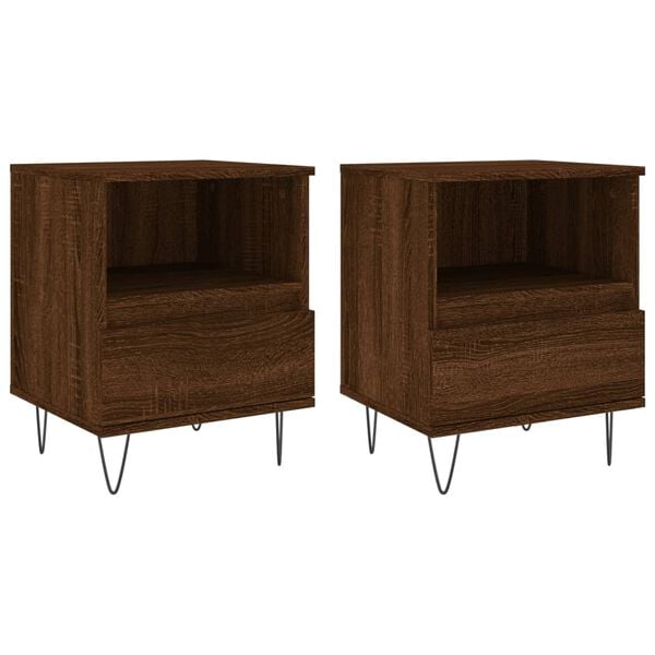 vidaXL Bedside Cabinets 2 pcs Brown Oak 40x35x50 cm Engineered Wood