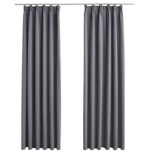 vidaXL Blackout Curtains with Hooks 2 pcs Grey 140x175 cm