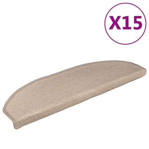 vidaXL Stair Mats 15 pcs 56x17x3 cm Taupe Half Round