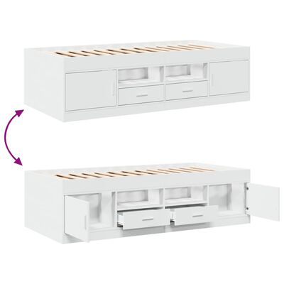 vidaXL Daybed with Drawers White 90x200 cm Engineered Wood