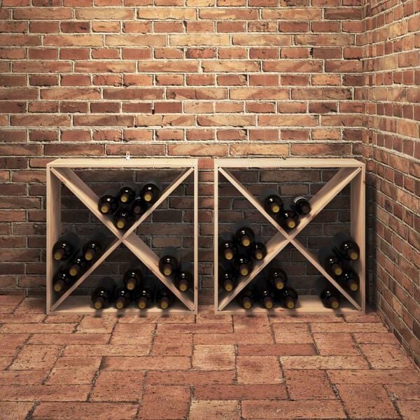 vidaXL Wine Rack 2 pcs Natural 62 x 25 x 62 cm Solid Pine Wood