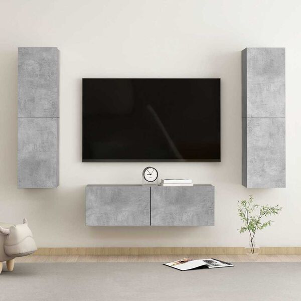 vidaXL 3 Piece TV Cabinet Set Concrete Grey Engineered Wood