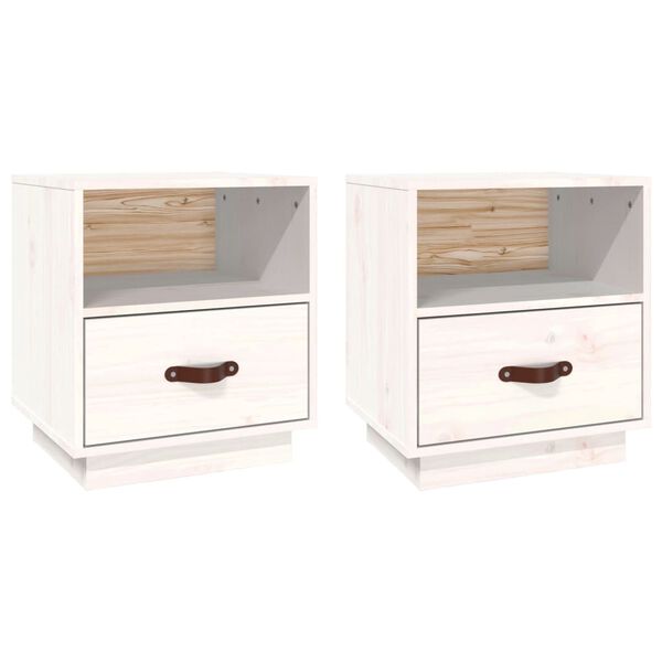 vidaXL Bedside Cabinets 2 pcs White 40x34x45 cm Solid Wood Pine