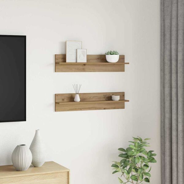 vidaXL Wall Shelf 2 pcs Artisan Oak 80 x 11.5 x 18 cm Engineered Wood