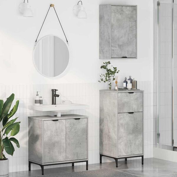 vidaXL Bathroom Furniture Set 3 pcs Concrete grey Engineered wood