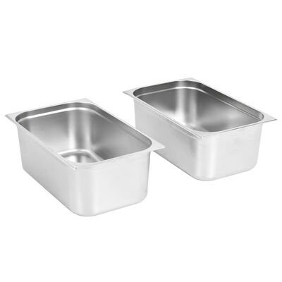 vidaXL Gastronorm Containers 2 pcs GN 1/1 200 mm Stainless Steel