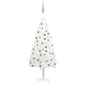 vidaXL Artificial Pre-lit Christmas Tree with Ball Set White 120 cm