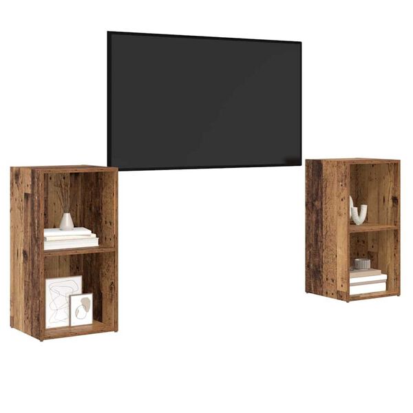 vidaXL TV Cabinet Set 2 pcs Old Wood 72 x 35 x 36.5 cm Engineered Wood