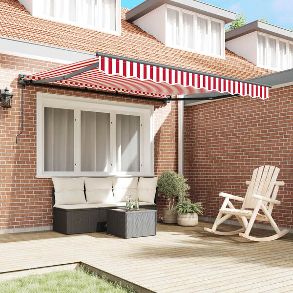 vidaXL Awning Frame Manual Red and White 350 x 250 cm