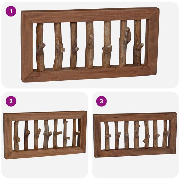 vidaXL Hanger Brown 50 x 11 x 25 cm Solid Mahogany Wood