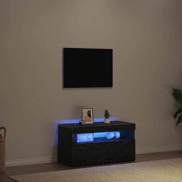 vidaXL TV Cabinet Black Oak 75 x 35 x 40 cm Engineered Wood
