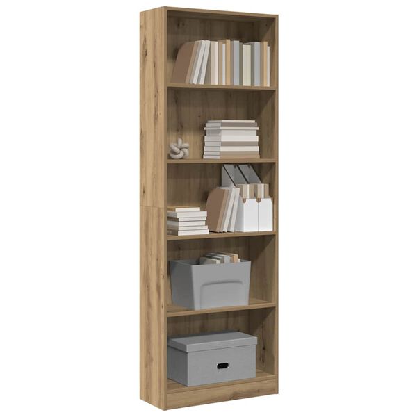 vidaXL Bookcase Artisian Oak 60x24x176 cm Engineered Wood
