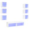 vidaXL 8 Piece TV Wall Units with LED White Engineered Wood