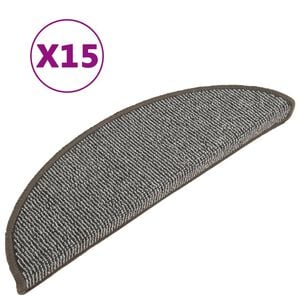 vidaXL Stair Mats 15 pcs 56x17x3 cm Grey Half Round