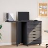vidaXL Rolling Cabinet with Desk MOSS Grey Solid Wood Pine