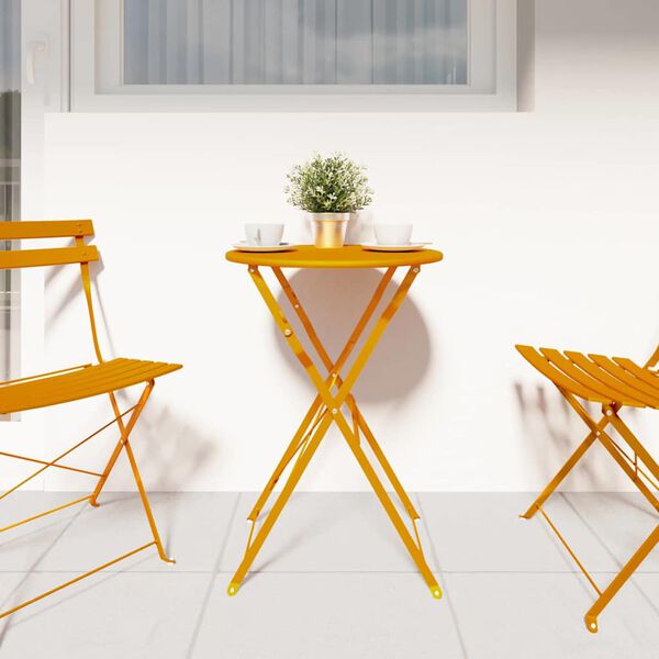vidaXL Bistro Table Folding Mustard Ø50x71 cm Powder-coated Steel