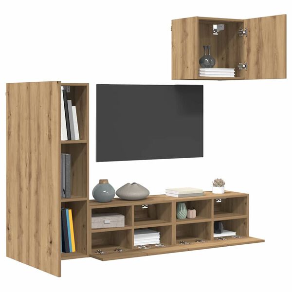 vidaXL TV Wall Units 4 pcs Artisan Oak Engineered Wood