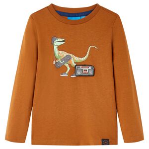 vidaXL Kids' T-shirt with Long Sleeves Cognac 104