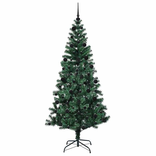 vidaXL Artificial Pre-lit Christmas Tree Green 210 cm PVC and Metal