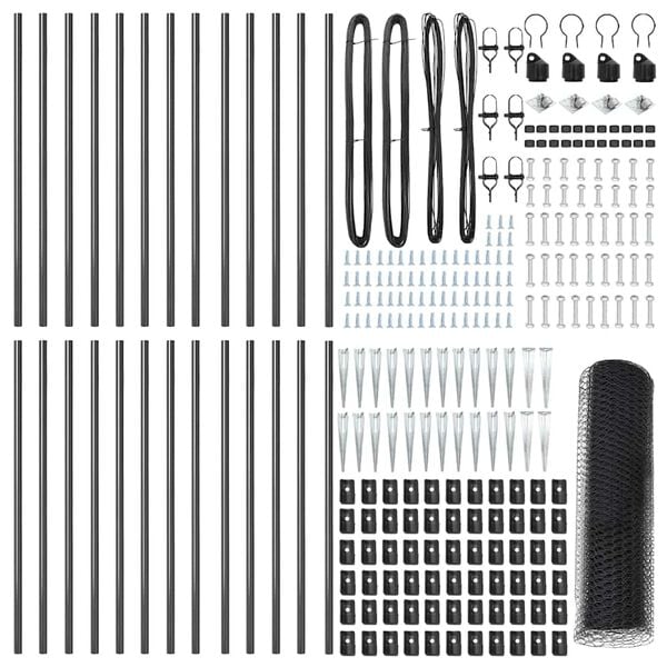 vidaXL Fence Post Grey 50 x 0.5 m (25 mm mesh) Steel and PVC