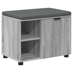 vidaXL Hall Bench with Cushion with Shelf Grey Sonoma 60 x 38 x 46 cm