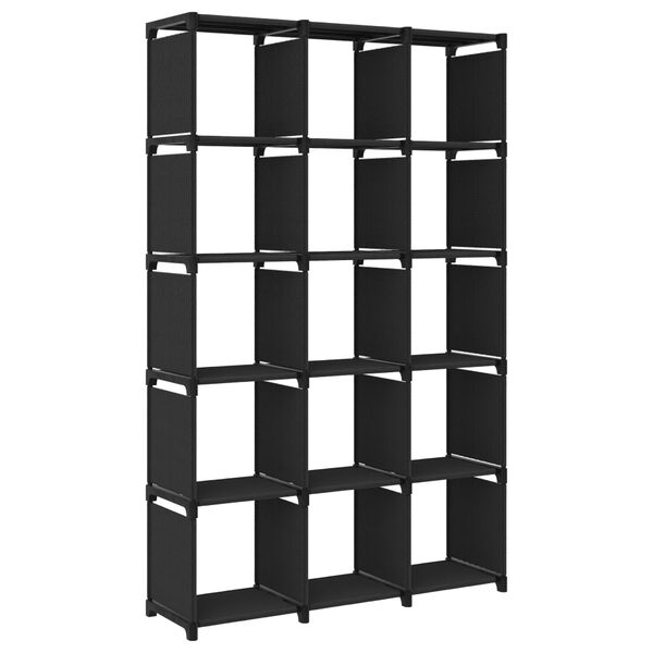 vidaXL 15-Cube Display Shelf Black 103x30x175.5 cm Fabric