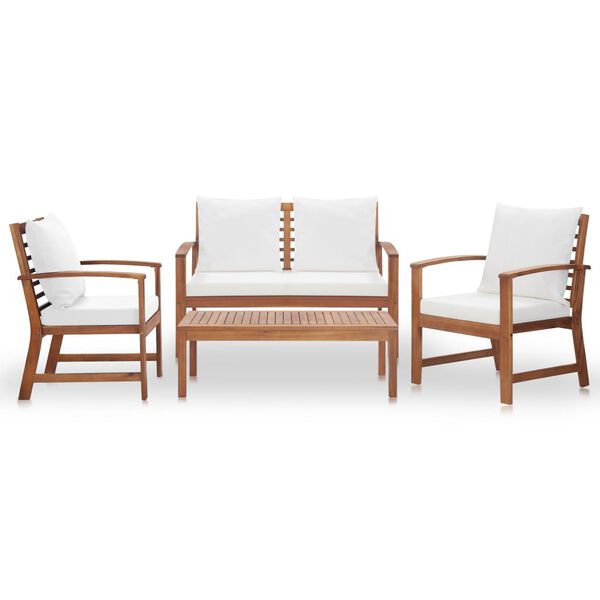 vidaXL 4 Piece Garden Lounge Set with Cushions Solid Wood Acacia