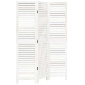 vidaXL Room Divider 3 Panels Retro White Solid Wood Paulownia