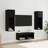 vidaXL TV Wall Cabinets Wall-mounted 4 pcs Black Oak Engineered Wood