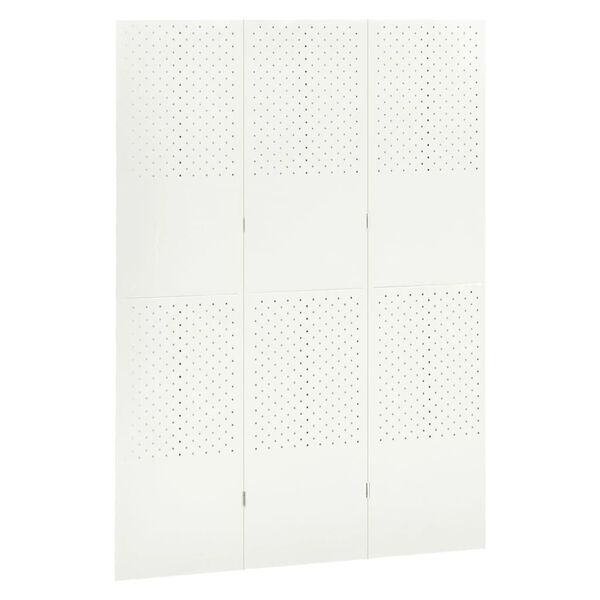 vidaXL 3-Panel Room Divider White 120x180 cm Steel