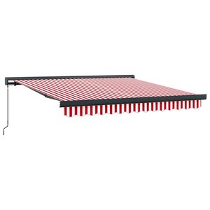 vidaXL Retractable Awning Red and White 300 x 250 cm Fabric and Metal