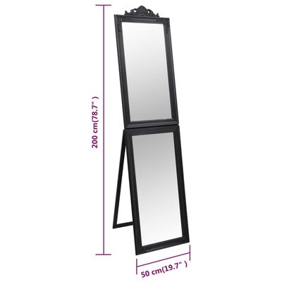 vidaXL Free-Standing Mirror Black 50x200 cm