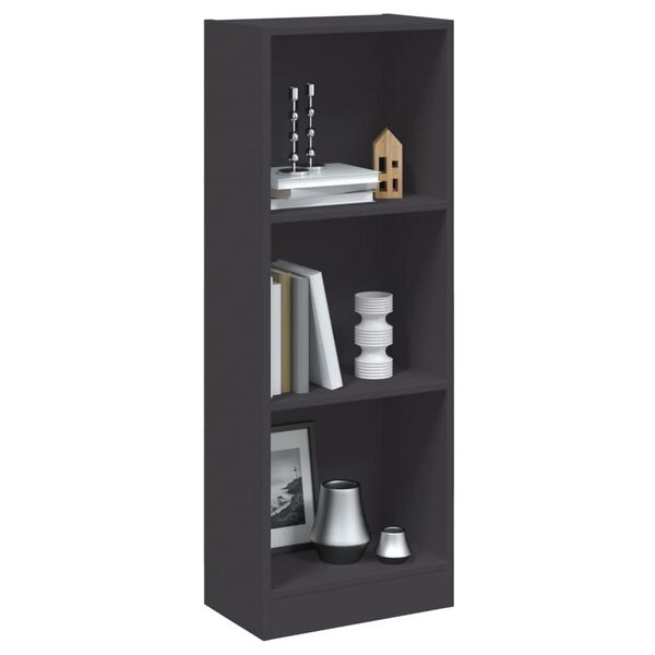vidaXL 3-Tier Book Cabinet Grey 40x24x109 cm Engineered Wood