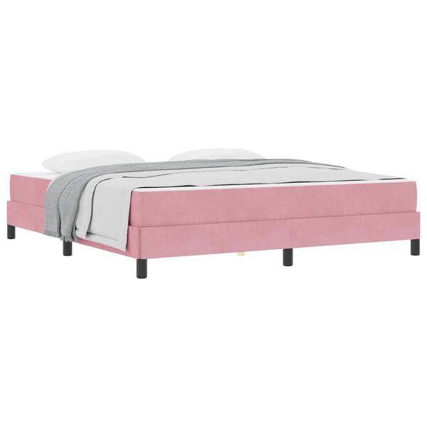 vidaXL Box Spring Bed with Mattress Pink 180 x 220 cm Fabric