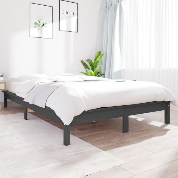 vidaXL Bed Frame without Mattress Grey 200x200 cm Solid Wood