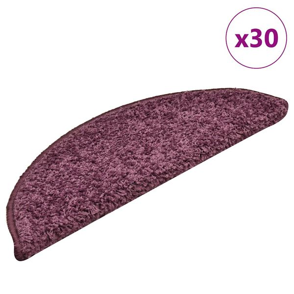vidaXL Stair Mats 30 pcs 56x17x3 cm Dark Purple Half Round