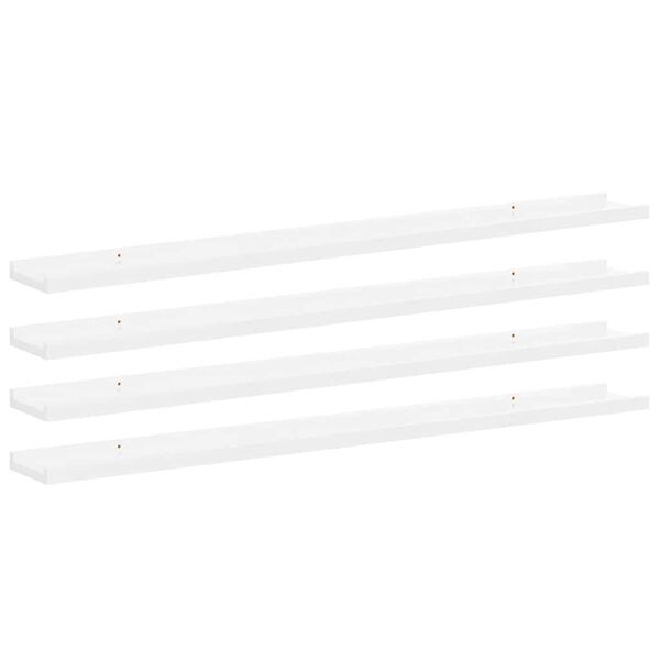 vidaXL Wall Shelves 4 pcs High Gloss White 100x9x3 cm