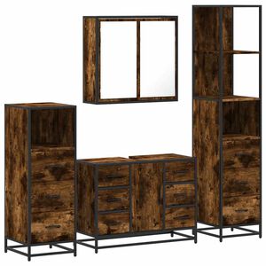 vidaXL 4&nbsp;Piece Bathroom Furniture Set&nbsp;Smoked Oak Engineered Wood