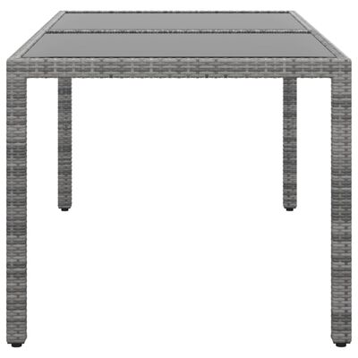 vidaXL Garden Table 150x90x75 cm Tempered Glass and Poly Rattan Grey