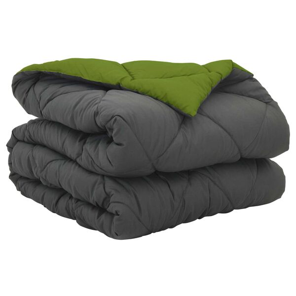 vidaXL Full Year Duvet Green and Anthracite 220 x 155 cm Microfiber