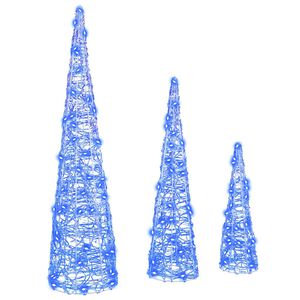 vidaXL Christmas Tree 3 pcs 90 LEDs Blue 20 x 20 x 80 cm Acrylic