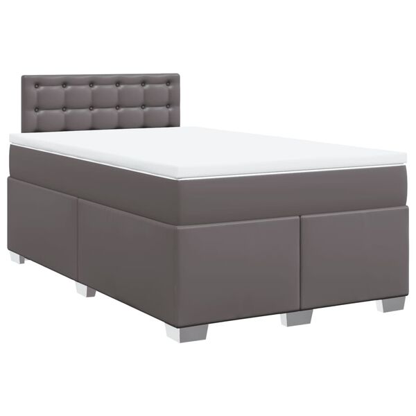 vidaXL Box Spring Bed with Mattress Grey 120x200 cm Faux Leather