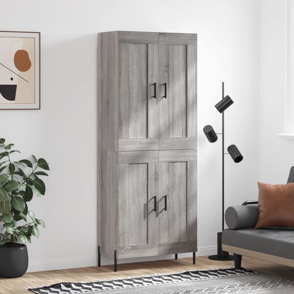 vidaXL Highboard Grey Sonoma 69.5x34x180 cm Engineered Wood