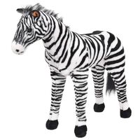 vidaXL Standing Plush Toy Zebra Black and White XXL