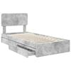 vidaXL Storage Bed Concrete Grey 90 x 200 cm Engineered Wood