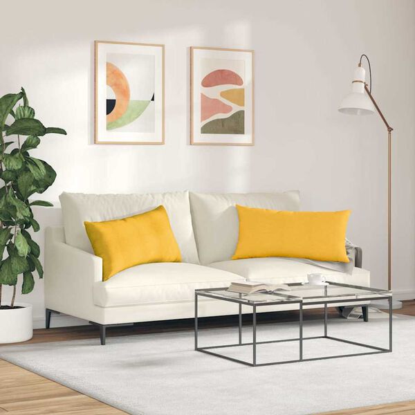 vidaXL Sofa Pillows 2 pcs Light Yellow 80 x 40 cm Corduroy Fabric