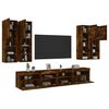 vidaXL 7 Piece TV Wall Cabinet Set with LED Lights Smoked Oak