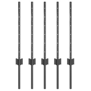 vidaXL Embedded Fence Post 5 pcs Grey 100 cm Powder-Coated Steel