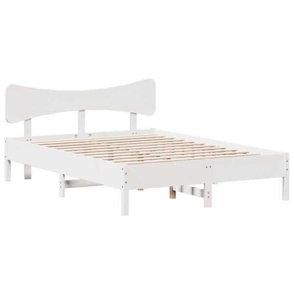 vidaXL Bed Frame without Mattress White 150x200 cm King Size Solid Wood Pine