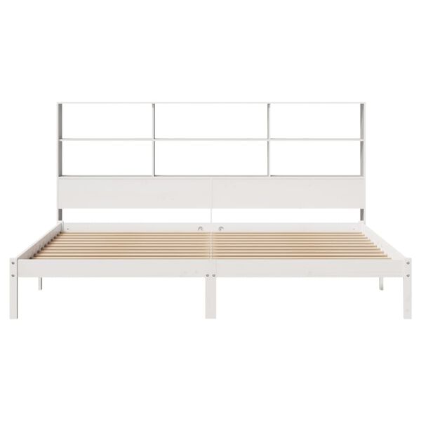 vidaXL Bookcase Bed without Mattress White 180x200 cm Super King Solid Wood Pine